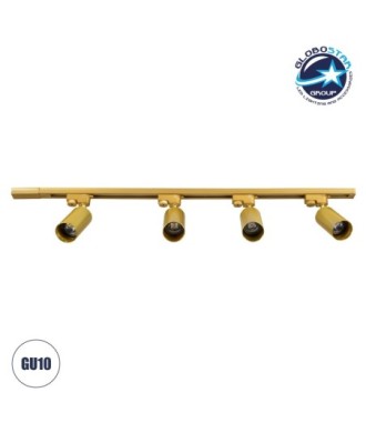 GLOBOSTAR® LEO 60360 Μοντέρνο Φωτιστικό Οροφής με Ντουί 4 x GU10 AC 220-240V IP20 - Χρυσό Πλατίνα - Μ100 x Π6 x Υ20cm